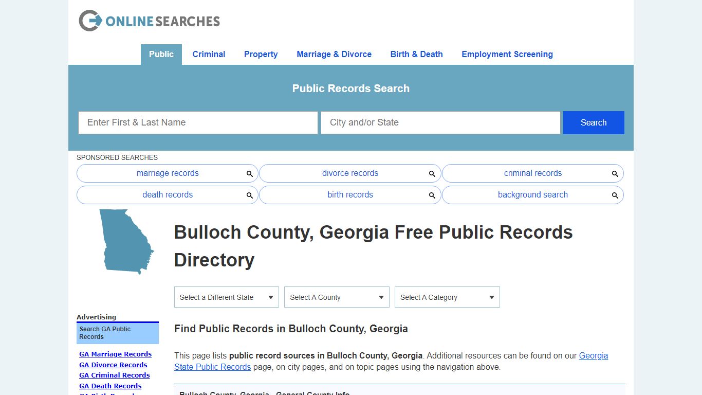 Bulloch County, Georgia Public Records Directory