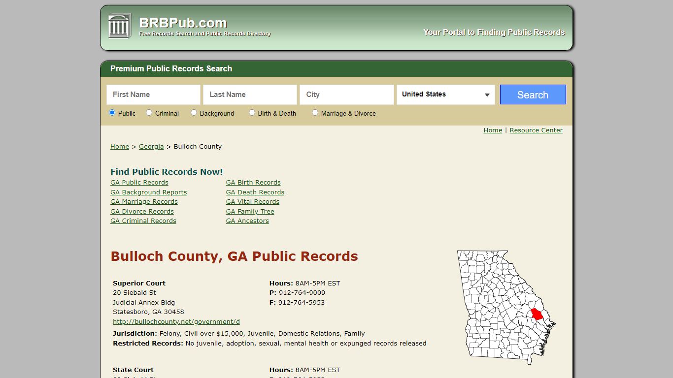 Bulloch County Public Records | Search Georgia Government Databases