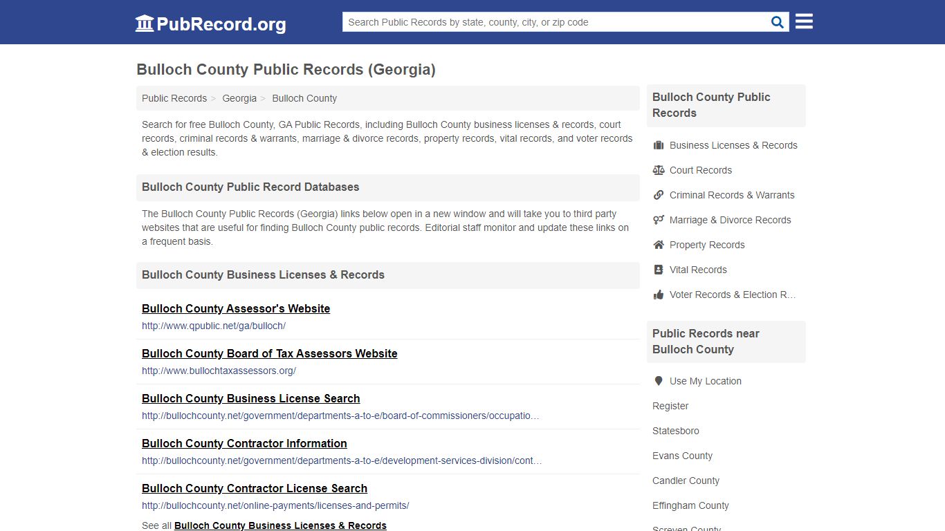 Free Bulloch County Public Records (Georgia Public Records) - PubRecord.org